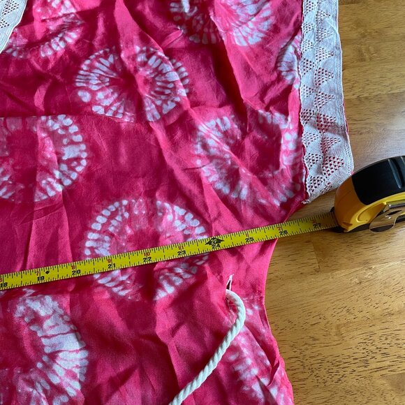NWOT Size Medium Calypso St. Barth for Target silk pink white tie-dye caftan - Picture 10 of 11